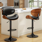 3pcs Modern Faux Leather Upholstered Bar Stools, 360° Swivel Adjustable Height with Backrests, Metal Tall Bar Stools Counter Height for Kitchen Island, Hydraulic Island Barstools