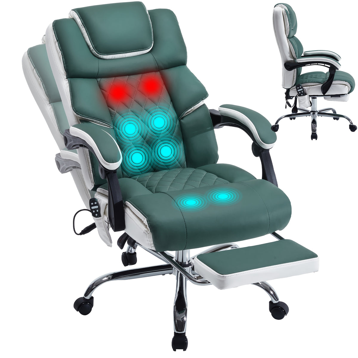 Massage Office Chair for Large Individuals — Heated Vibration Recliner with Adjustable Height and Footrest