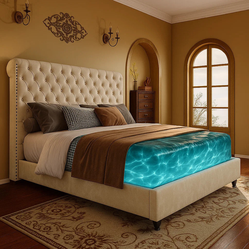 ALBOTT Upholstered Platform Bed Frame With 52.8 Inch Sleigh Headboard- Button Tufted Design, No Box Spring Required, Easy To Assemble