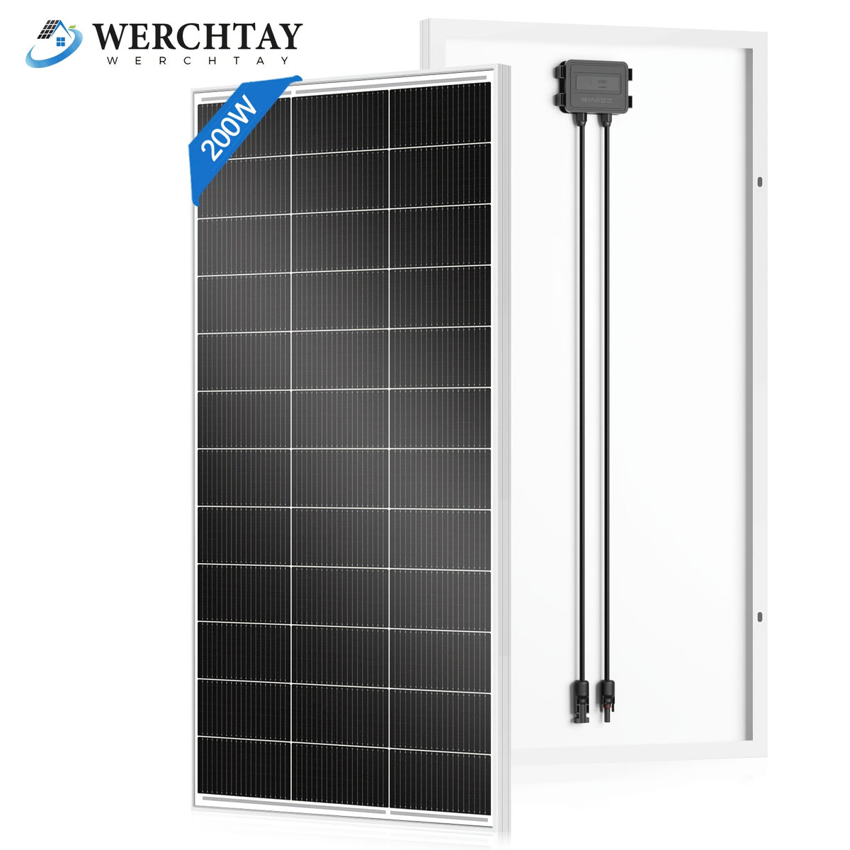 Werchtay 400W Solar Panel, 200W/200W*2 25.5% Efficient Conversion 12V Monocrystalline Solar Panel Module System, 18BB Hidden Busbar Design A+ Grade Chip Photovoltaic Module, for Outdoor RV Camping, Marine Farms, Home Roofs