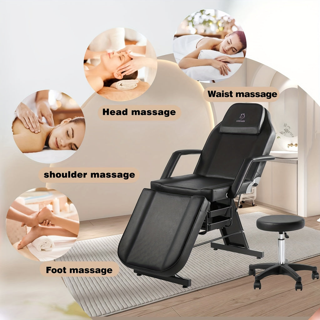 Tattoo Chair Adjustable, Facial Chair Multipurpose 73 Inch Spa Facial Bed With Massage Equipment Stool For Beauty Spa Tattoo