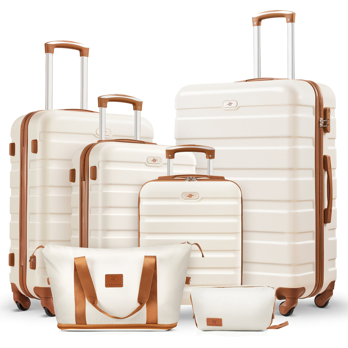 Travel Suitcase Set, Consisting Of 16+20+24+28 Inch Suitcases + Bag Set. Rose Red Suitcase Set. Made Of ABS Material. with Three-section Adjustable Handle And 360° Swivel Wheels