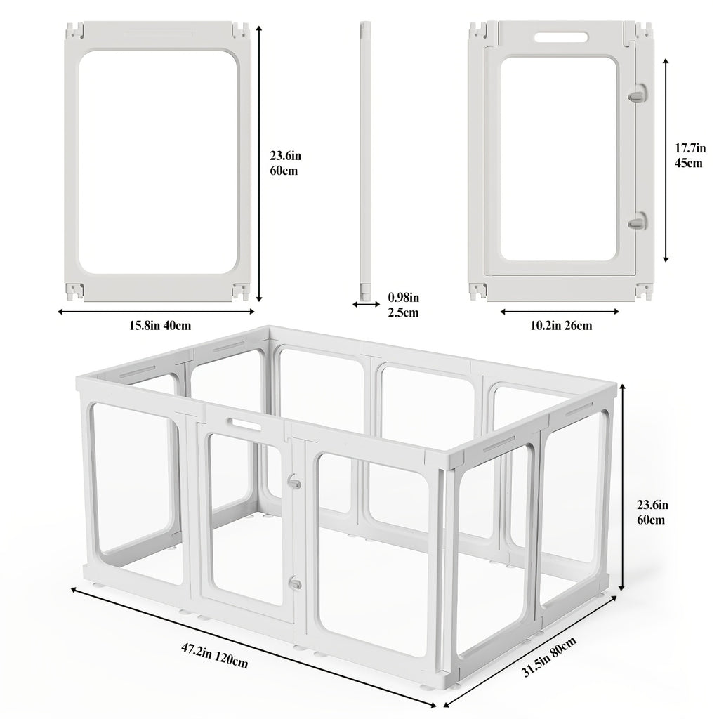 [Acrylic Pet Playpen] Clear Acrylic Dog Playpen With Door, For Puppy Cat Rabbit Transparent Pet Pen, Indoor Dog Playpen, Dog Fence, Easy Assembly And Cleaning Dog Pen For Small To Medium Dogs