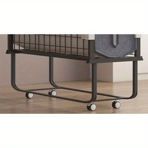 Folding Bed with 4 Inch Memory Foam Mattress, Single Rollaway Bed for Guests, Space Saving Portable Bed with Lockable Wheels, Easy Assembly& Moving, 75 x 31(Standard)