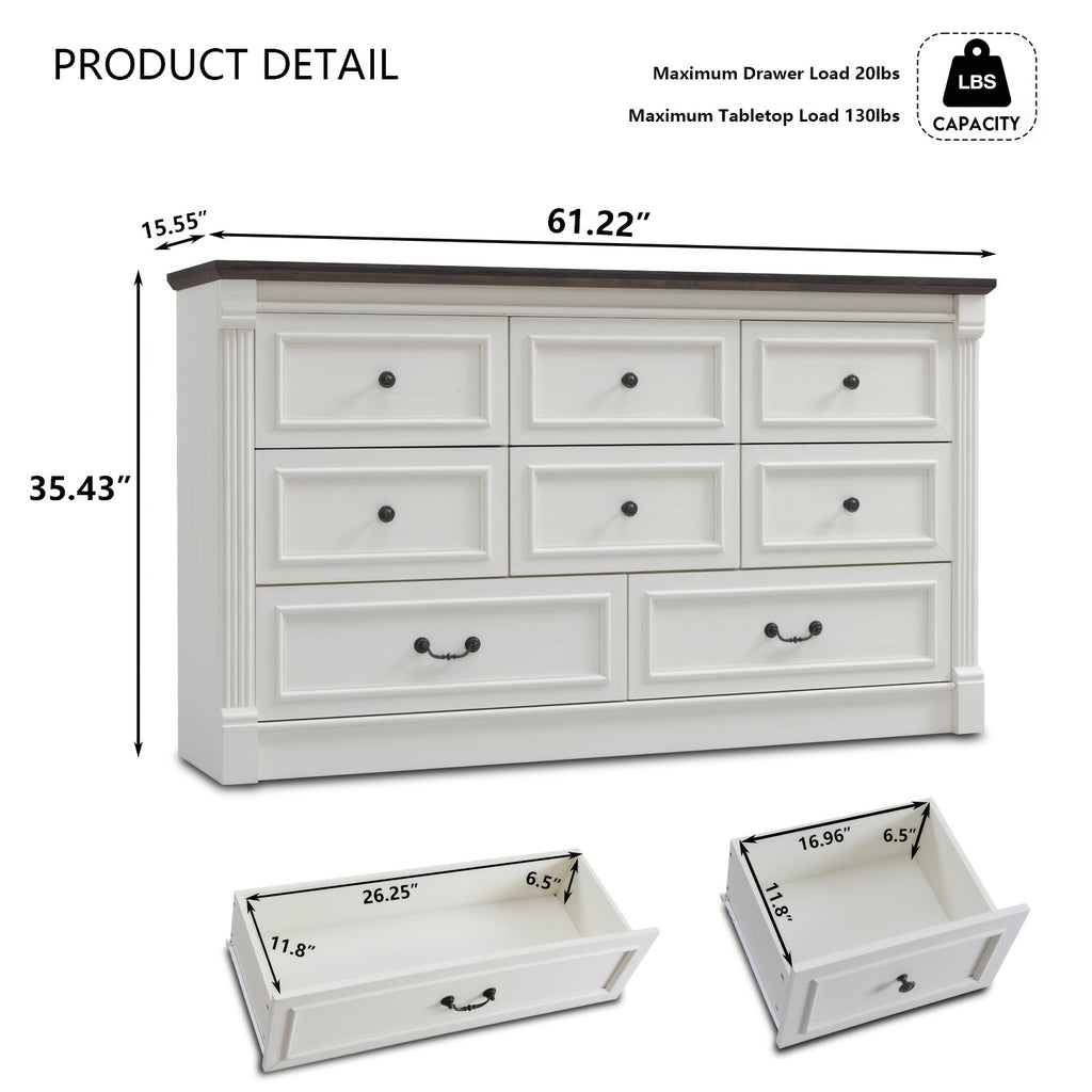 Farmhouse Chest Of Drawers for Bedroom, Storage Dressers for Hallway, Living Room