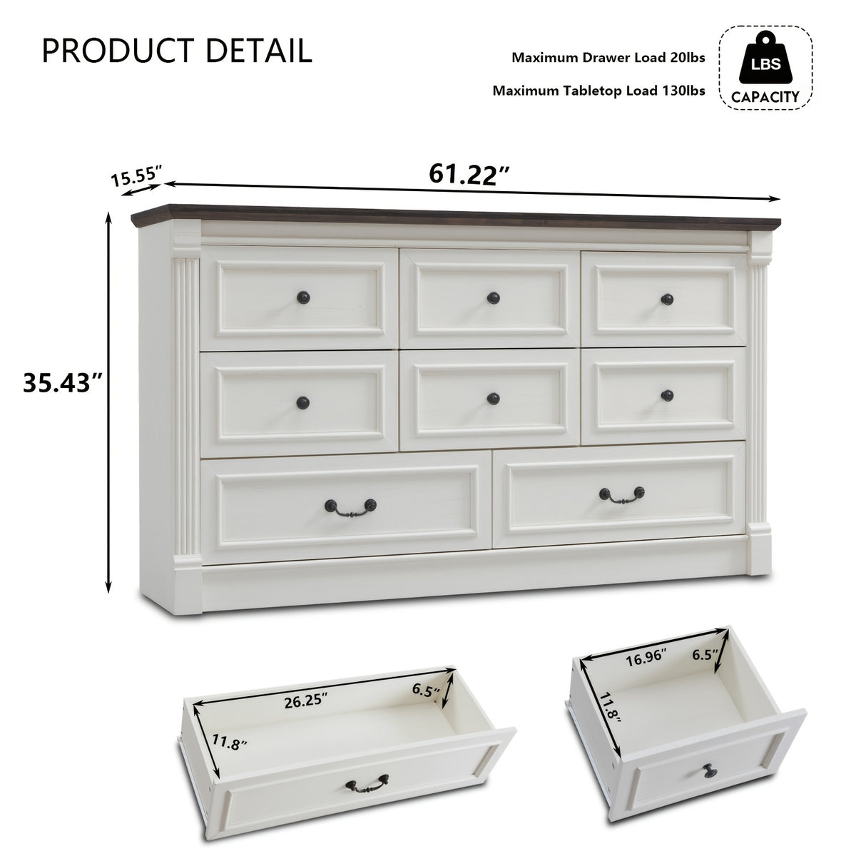 Farmhouse Chest Of Drawers for Bedroom, Storage Dressers for Hallway, Living Room