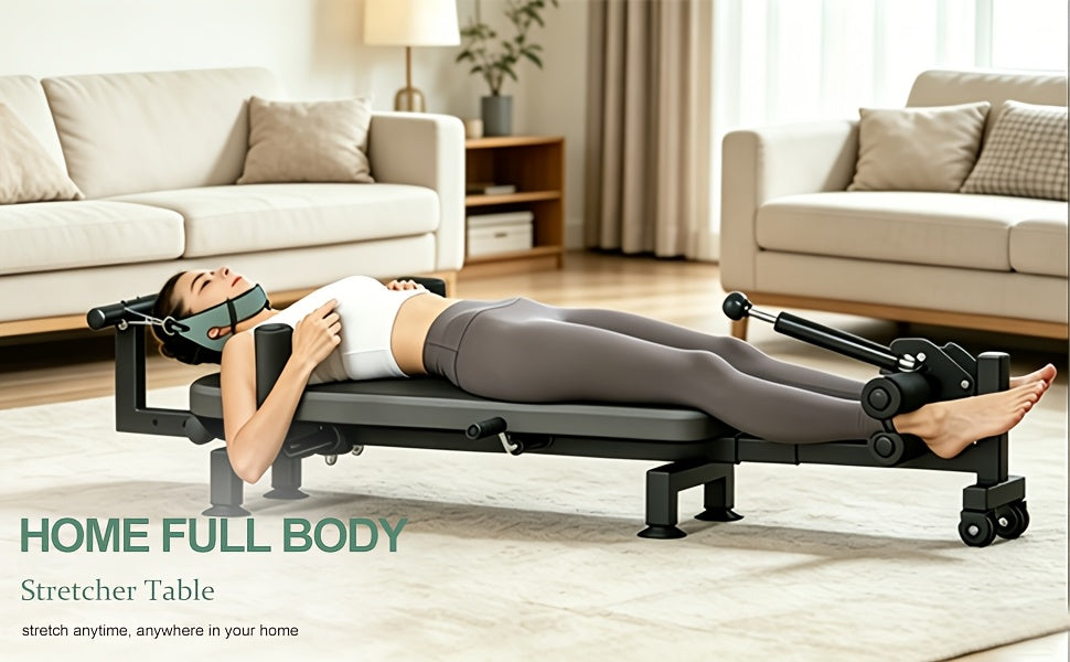 [Portable Back Decompression] Fitness Full Body Traction Table, Cervical And Lumbar Stretching Traction Table, Home Portable Back Decompression Bed for Tension Relief And Back Stretchering