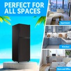 Double Door Refrigerator with Freezer and Adjustable Thermostat for Home or Office — Black, 2.4 or 5.0 Cu. Ft.