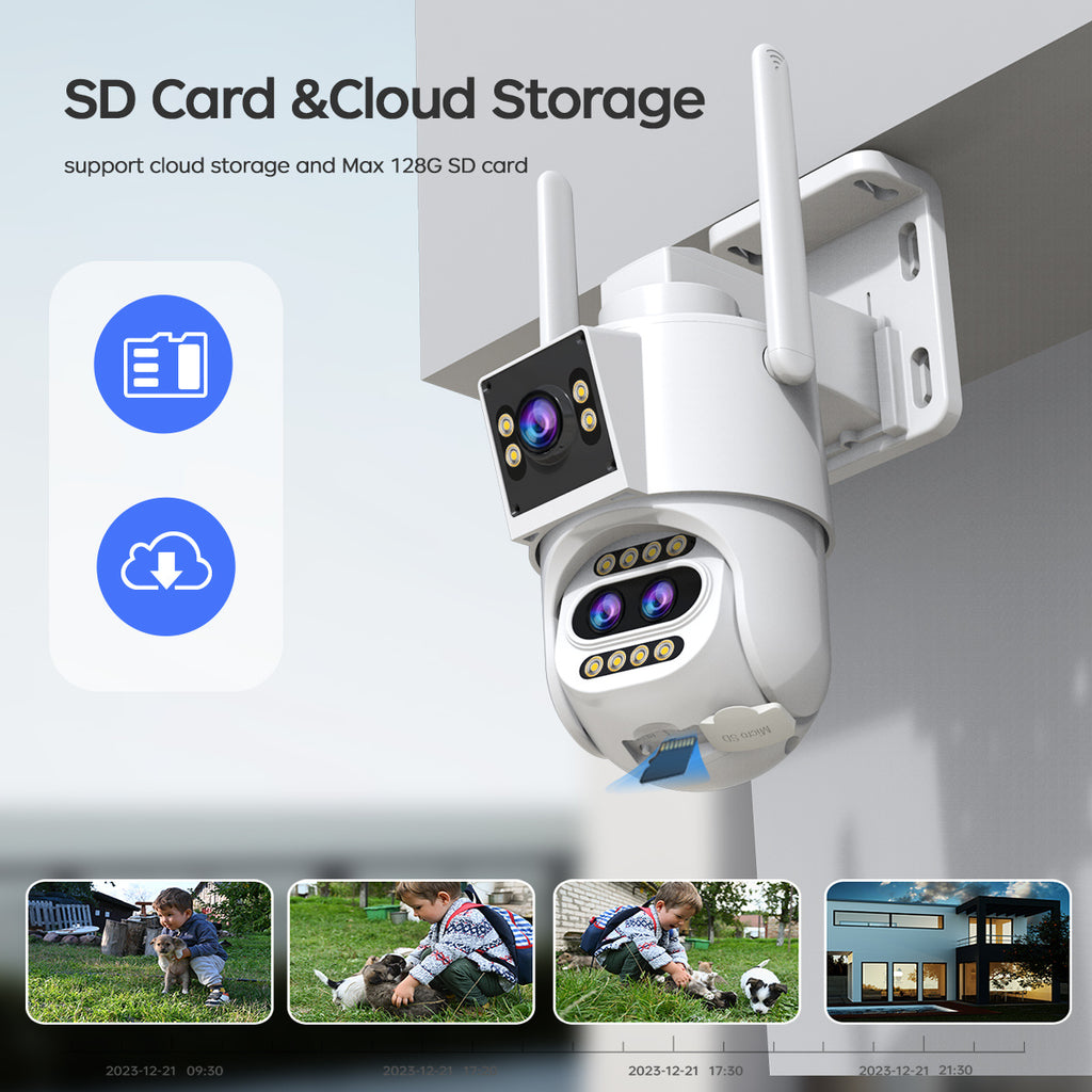 Full HD Wifi Security Camera, 10X Optical Zoom, PTZ with 3 Lenses, IPX6, App Control, Color Night Vision, Two-Way Audio, Motion Detection And Automatic Tracking, Home Security Sound Alarm, Remote Monitoring/ Smart Security Equipment