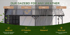 Wall-Mounted Hardtop Gazebo with Polycarbonate Roof — Lean-To Aluminum Patio Cover in Five Size Options