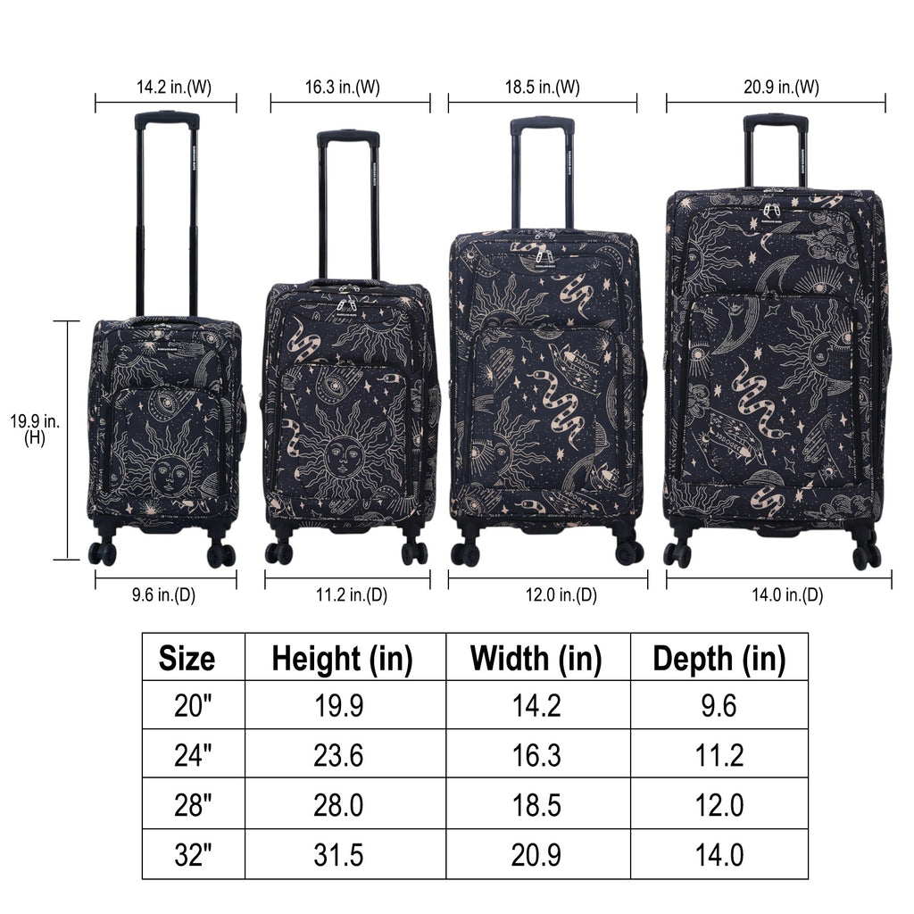 4-Piece Softside Spinner Luggage Set (20+24+28+32 inch) Lightweight Travel Suitcases with 360° Wheels, Telescopic Handle, Multi Pocket Design