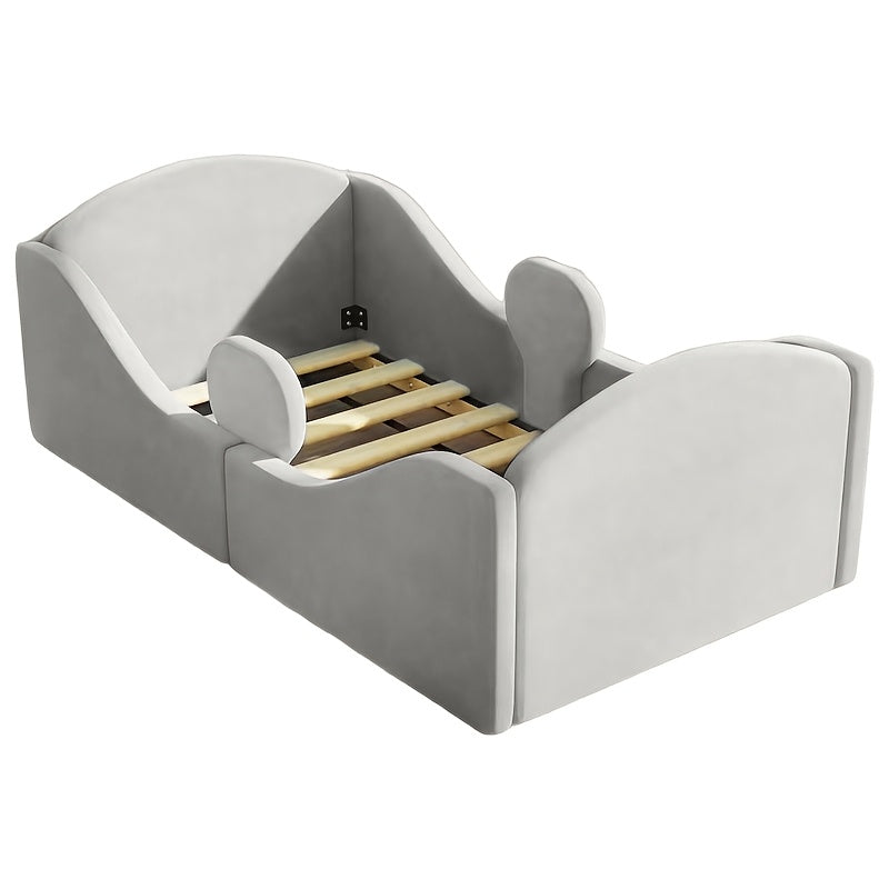 Toddler Floor Bed with Removable Safety Rails, Suitable for Both Boys And Girls, Standard Crib Size, Safety-Padded Toddler Bed, Low Profile Design