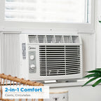 [Midea 5000 BTU Window AC] Midea 5000 BTU Window Air Conditioner, Cool Up to 150 Sq.Ft, Mechanical Knob/ Electronic Digital Control, Window Mount AC for Small Bedroom Office, White