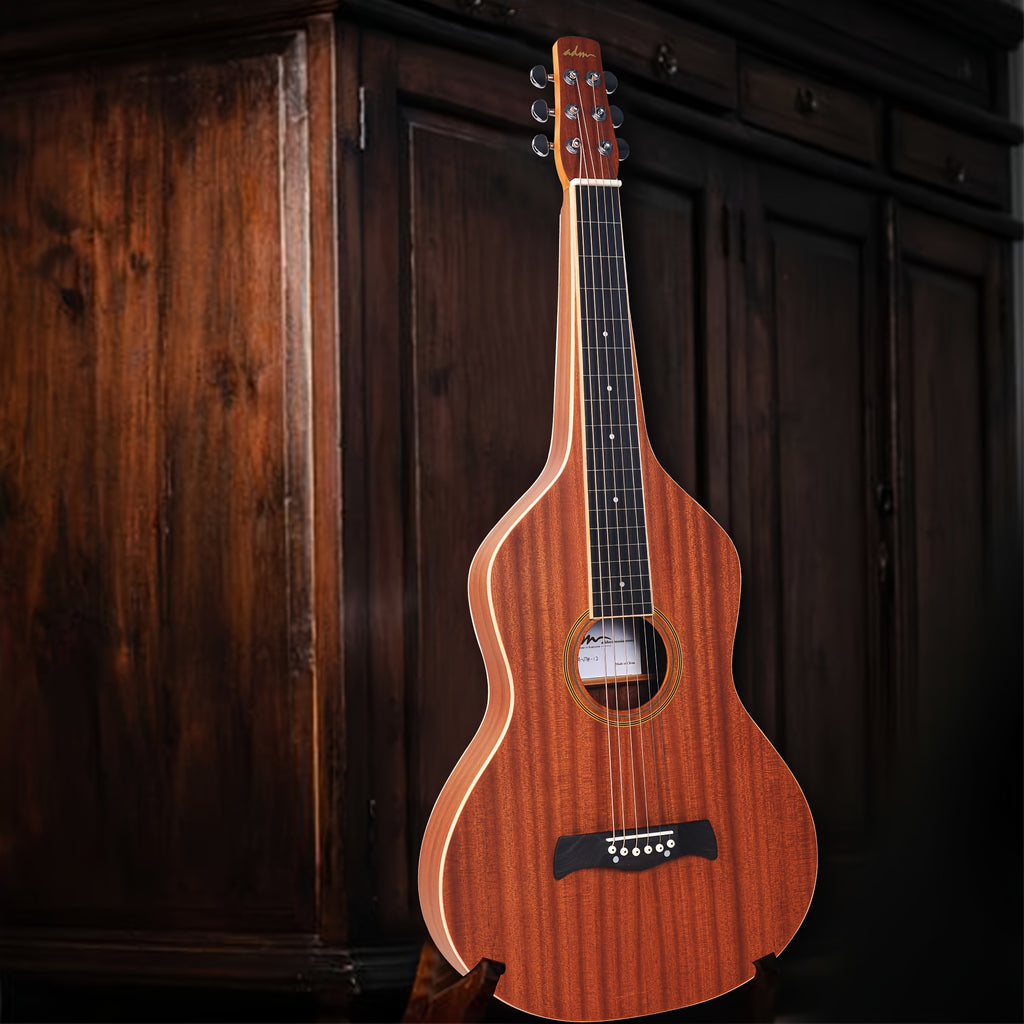 ADM TG-A8 Hawaiian Weissenborn Classic Acoustic Lap Steel Guitar for Beginner Or Musician, Teardrop Design, Ddrop Design