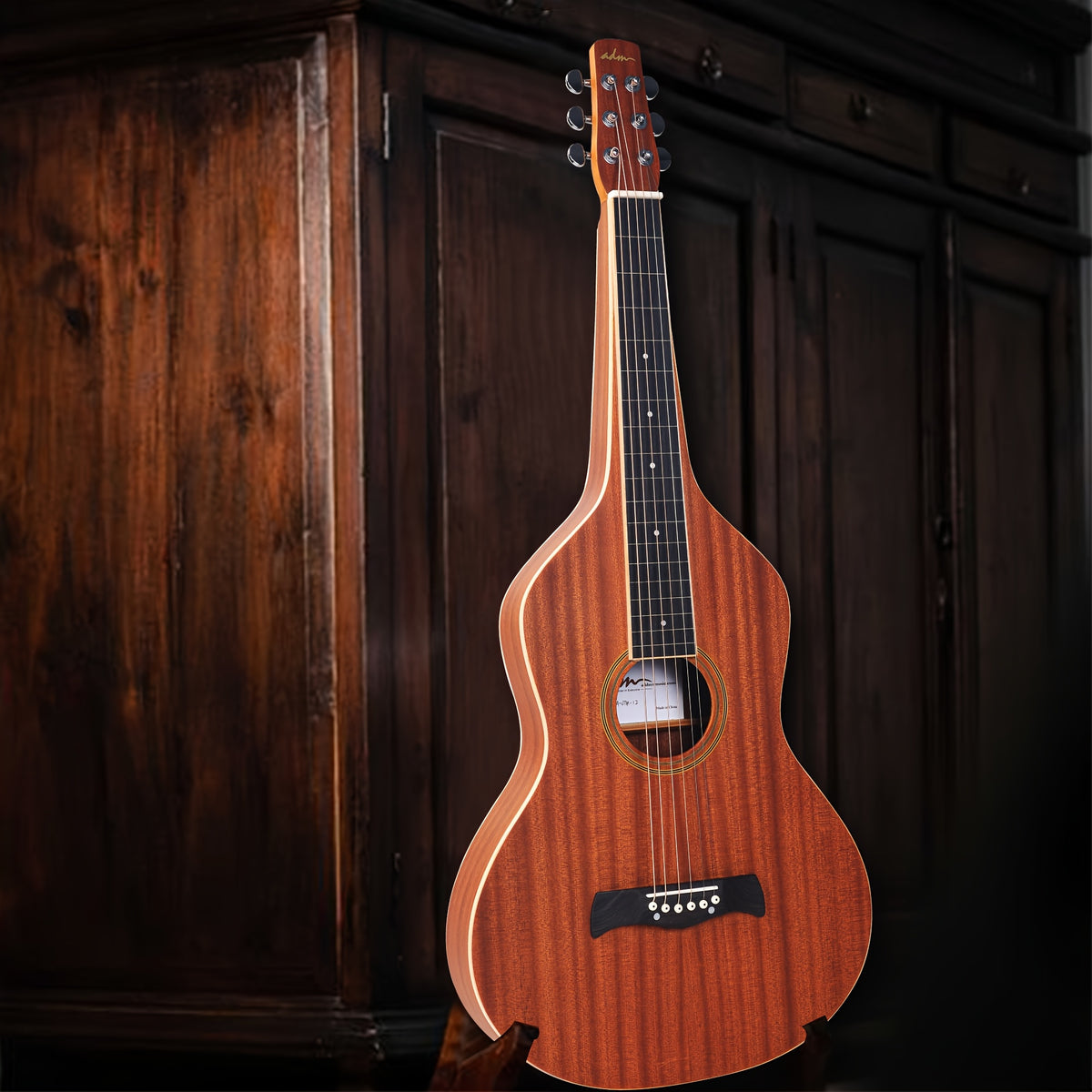 ADM TG-A8 Hawaiian Weissenborn Classic Acoustic Lap Steel Guitar for Beginner Or Musician, Teardrop Design, Ddrop Design