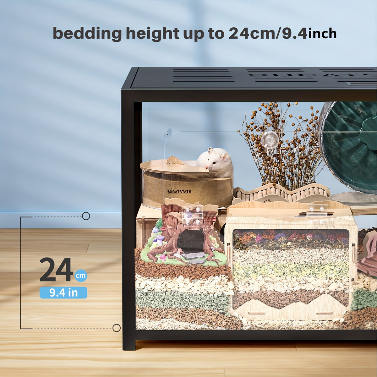 [Hamster Cage Metal] Bucatstate 80/100cm Hamster Cage Metal Small Pets Habitats Large Stackable With Top Access Easy Assemble, Dwarf Syrian Hamster House Guinea Pig Cage