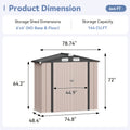 6X4/8X6/10X8/10X12Ft Gable Roof Metal Storage Shed, Heavy Duty Outdoor Garden Shed with Lockable Doors And Vents, Weather-Resistant Utility Shed for Backyard Tools, Brown/Black