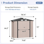 6X4/8X6/10X8/10X12Ft Gable Roof Metal Storage Shed, Heavy Duty Outdoor Garden Shed with Lockable Doors And Vents, Weather-Resistant Utility Shed for Backyard Tools, Brown/Black