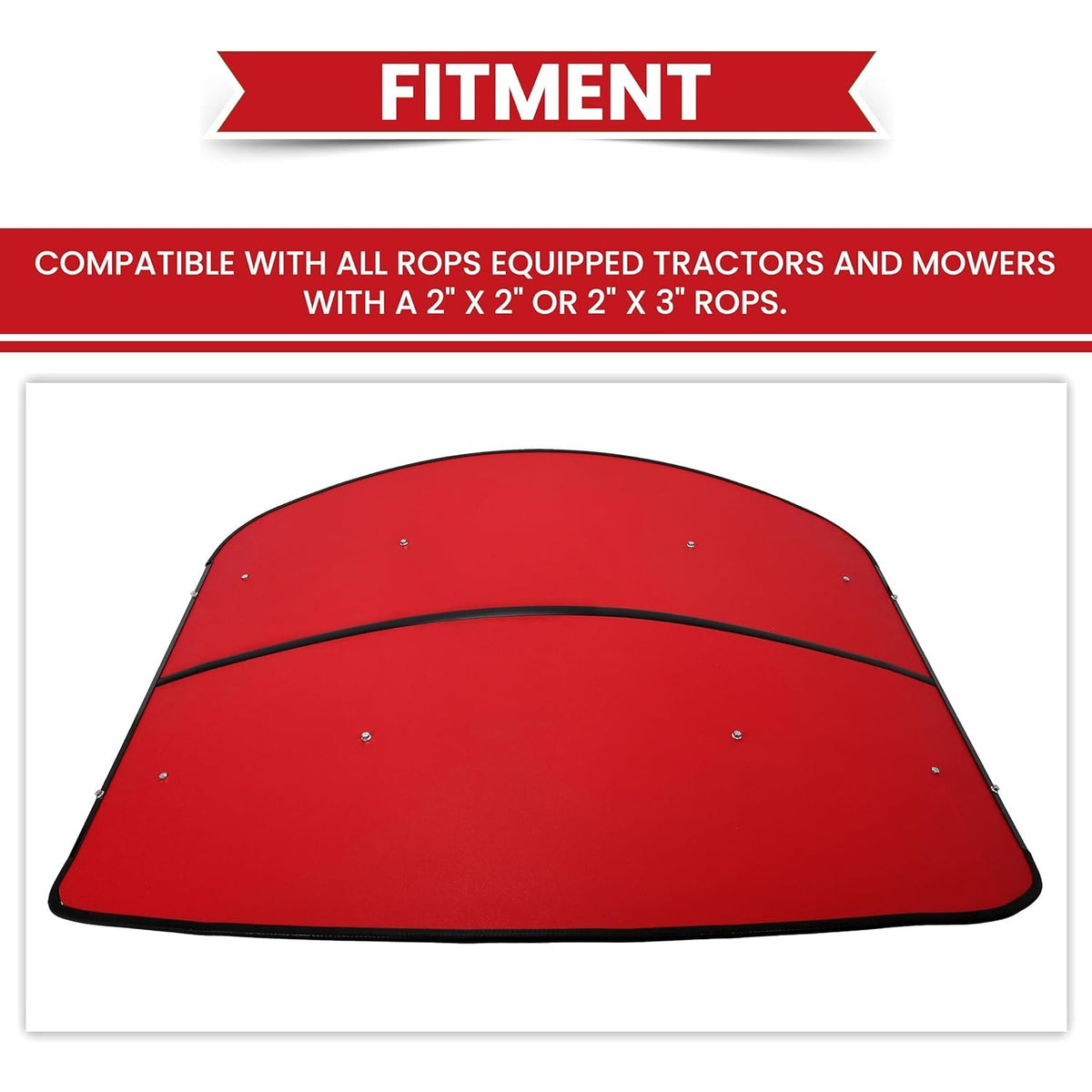 Tractor Canopy Compatible with All ROPS 48-3/8" X 48-3/8" Equipped Tractors and Mowers with a 2" x 2" or 2" x 3" ROPS (Will Add About 4'' to The Height of The Tractor, Red/Orange/Green/Wthite)