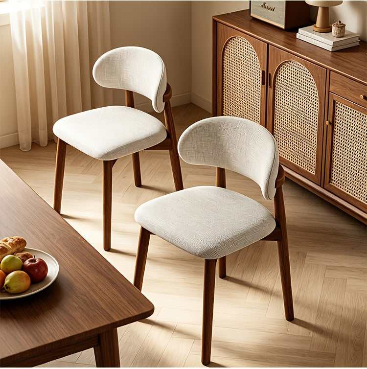 Medieval Modern Style Dining Chair Set (2pcs/4pcs Set) with Curved Backrest, Ergonomic Cushioned Chair Surface, Natural Wooden Legs with Adjustable Anti Slip Foot Pads, Sturdy Frame, Suitable for Kitchens, Restaurants, Cafes, And Dining Rooms