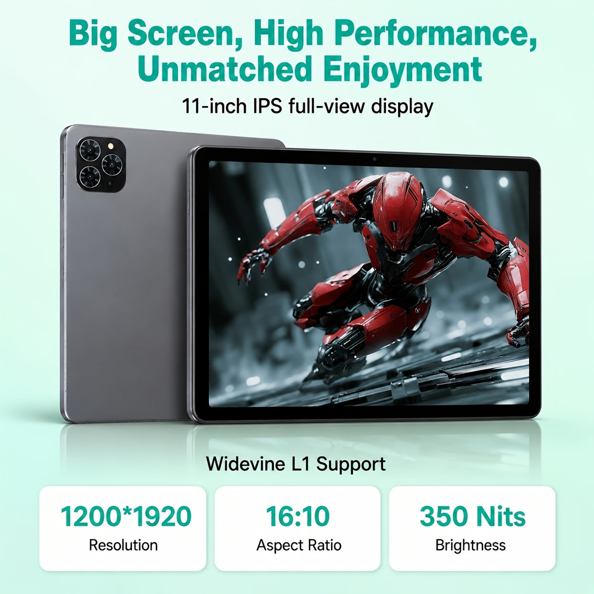 TABWEE T90 Android 16 New 2025 Tablet, 11-inch HD Large Screen+1200x1920 IPS Display, Unisoc Octa-Core High-Performance CPU, 24(8+16)GB RAM +128GB ROM(2TB Expand), 13MP+5MP Camaras/Face ID, 8000mAh Long Battery Life, Support Widevine L1, Gemini AI