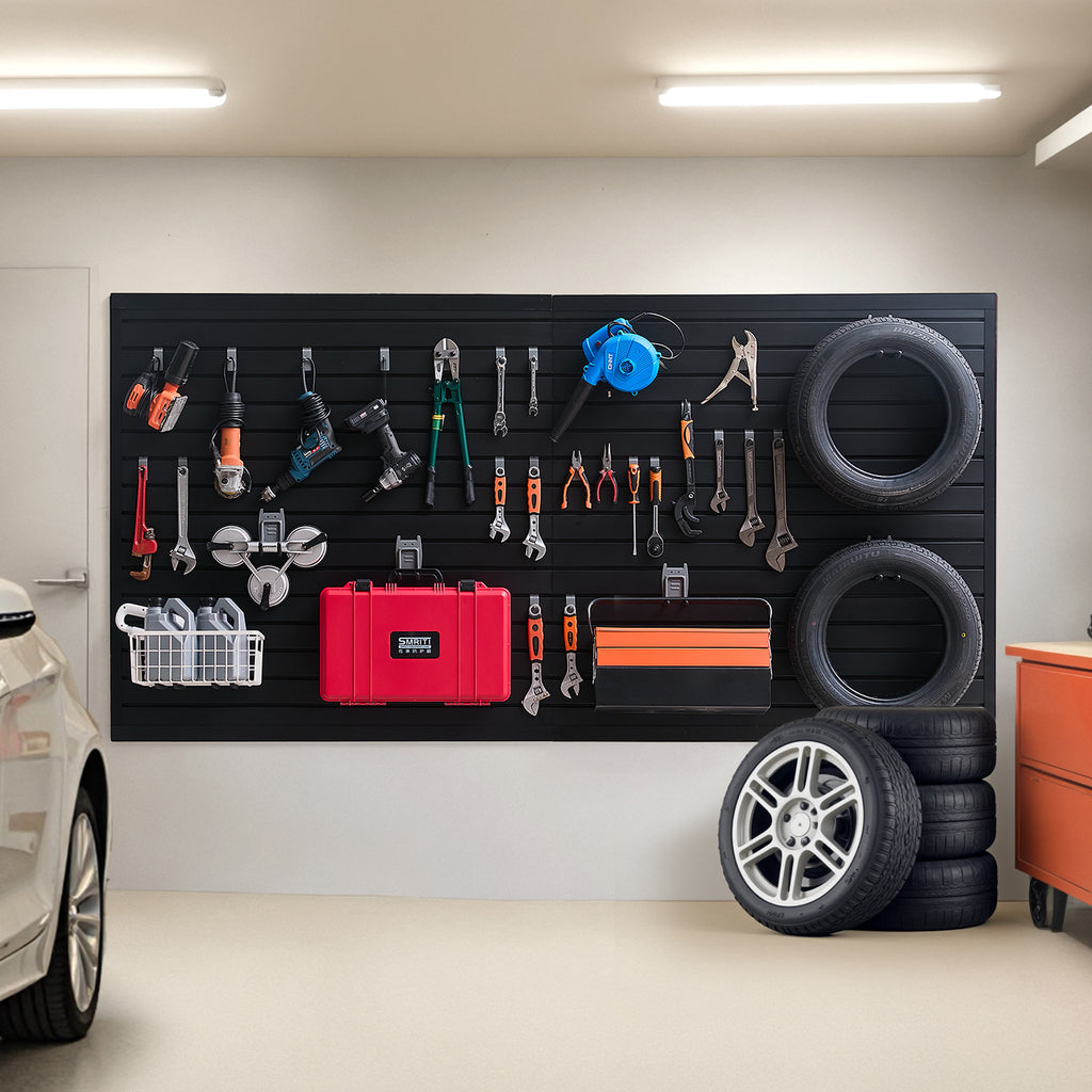 VEVOR 2 x 4 ft / 4 x 4 ft / 8 x 4 ft Slat Wall Paneling PVC White Garage Slatwall with Modular Design White/Grey/Black