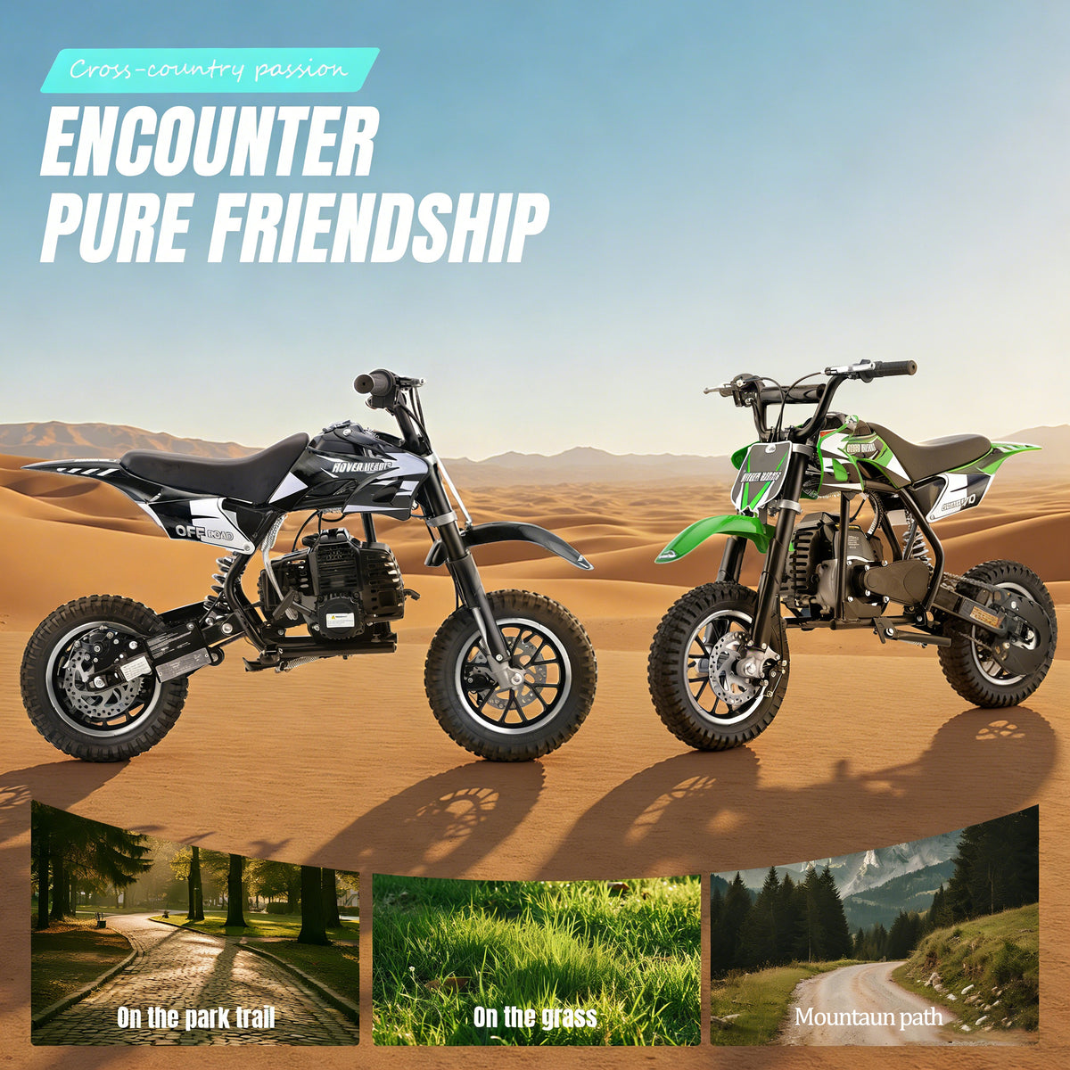 4-Stroke Gas Mini Off-Road Racing Motorcycle, Pocket Motorcycle, Two-Stroke Off-Road Racing Motorcycle, Gasoline-Powered Off-Road Racing Motorcycle, Equipped with Off-Road Tires, Shock Absorbers, Pull Start, Front and Rear Disc Brakes, Top Speed 20 mph-