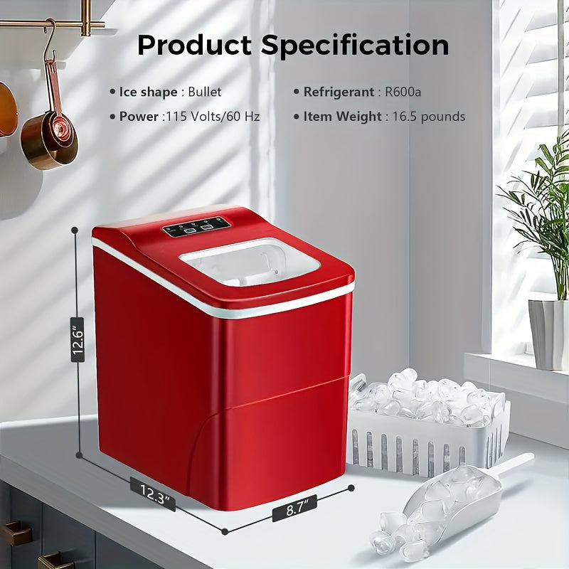 Countertop 26lbs/day 35lbs/day Ice Maker Portable Ice Machine, Automatic-Cleaning Suitable for Outdoor Camping Bar Party And Kitchen, Black