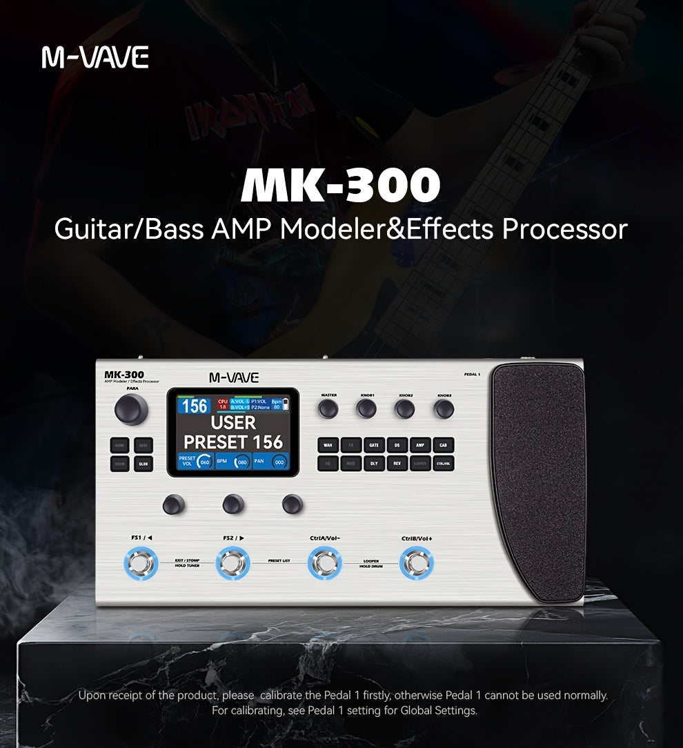 M-VAVE MK-300 Electric Guitar Comprehensive Effect Device, Accompaniment Loop, Analog Speaker And Sound Card Equipment, Bass Phrase Loop Drum Machine