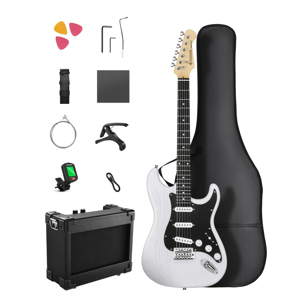Full Size 39 Inch Electric Guitar Kit Solid Body, for Beginner, with Amplifier, Bag, Capo, Strap, String, Tuner, Picks DST-80
