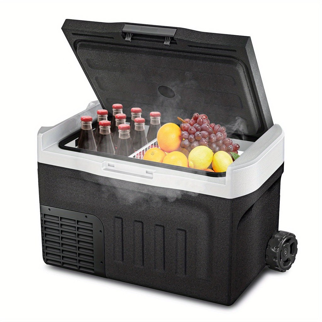 [Portable for Camping] Upgraded 33 QT Portable Compressor Car Fridge Freezer, 15Min Cool to -4°F, ECO Energy-Save & MAX Fast-Cool Modes, AC/DC 2 Charging, 3-Level Battery Guard, LED Screen & Cup Holders, Portable for Camping RV Home