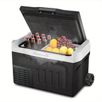 [Portable for Camping] Upgraded 33 QT Portable Compressor Car Fridge Freezer, 15Min Cool to -4°F, ECO Energy-Save & MAX Fast-Cool Modes, AC/DC 2 Charging, 3-Level Battery Guard, LED Screen & Cup Holders, Portable for Camping RV Home