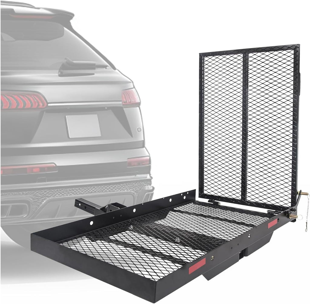 Hitch Cargo Carrier with Ramp Foldable Hitch Mount Wheelchair Carrier Mobility Scooter Ramp 500 Lbs Weight Capacity (halloween & accessories)
