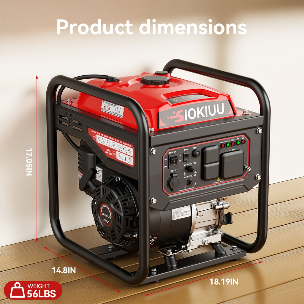 4000W Inverter Generator 208CC , 3200W Rated, Ultra Quiet, CO Alarm, 120V/60Hz 12V DC Output, Great For RV, Camping, Backyard, Outdoor Working & Home Backup Power, Without Battery
