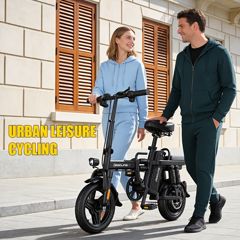 14" Lightweight And Foldable E-Bike, Max Load Capacity Of 330LBS, Rear Disc Brakes, 500W Motor, Up to 19.9MPH Speed, 6-hour Fast Charging, with Anti-theft Battery, Two Models Optional, for Commuting