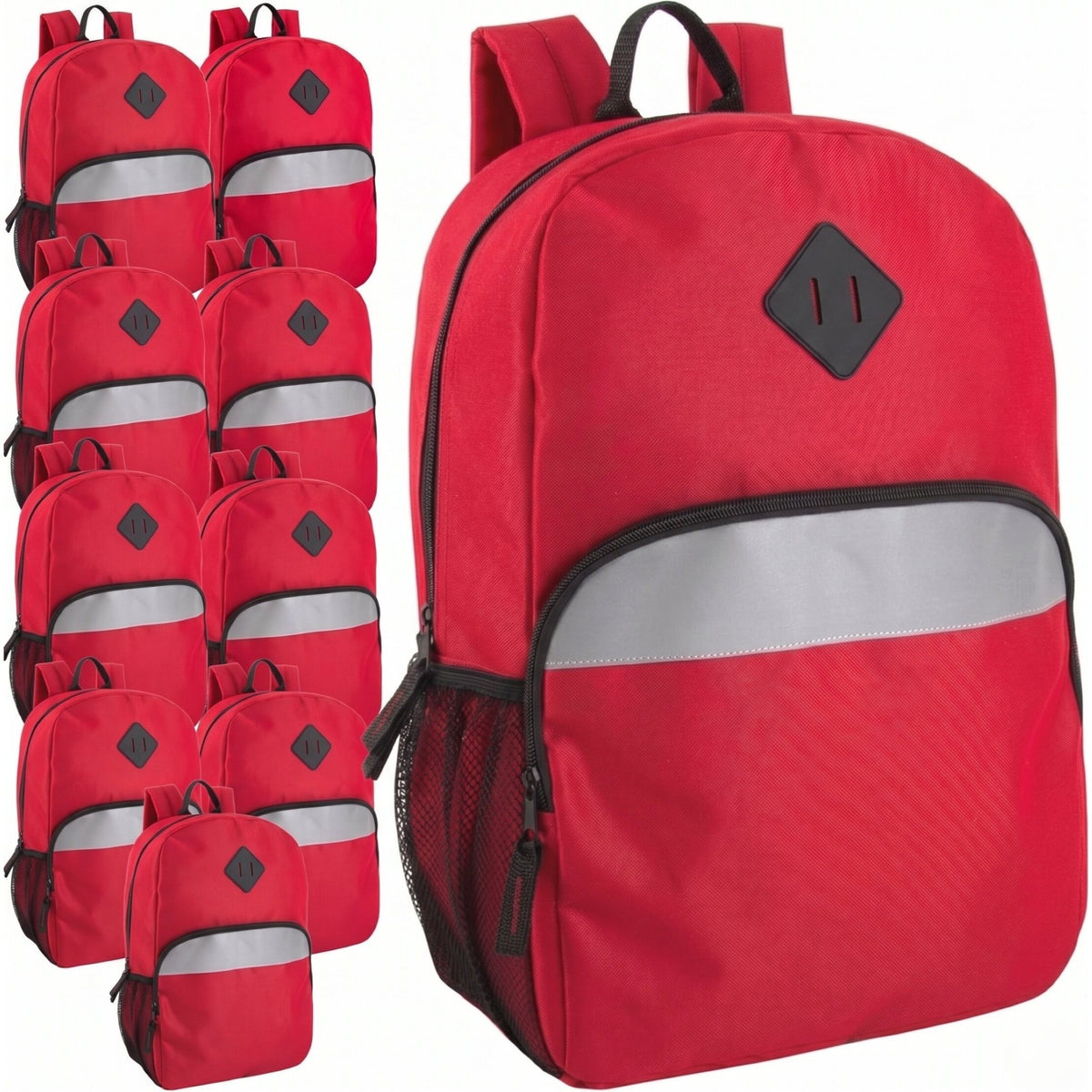 Trailmaker (24 Pack) 17" Backpack – Reflective School Backpack with Padded Straps, Water Bottle Pockets for Kids & Adults, School Travel Camp