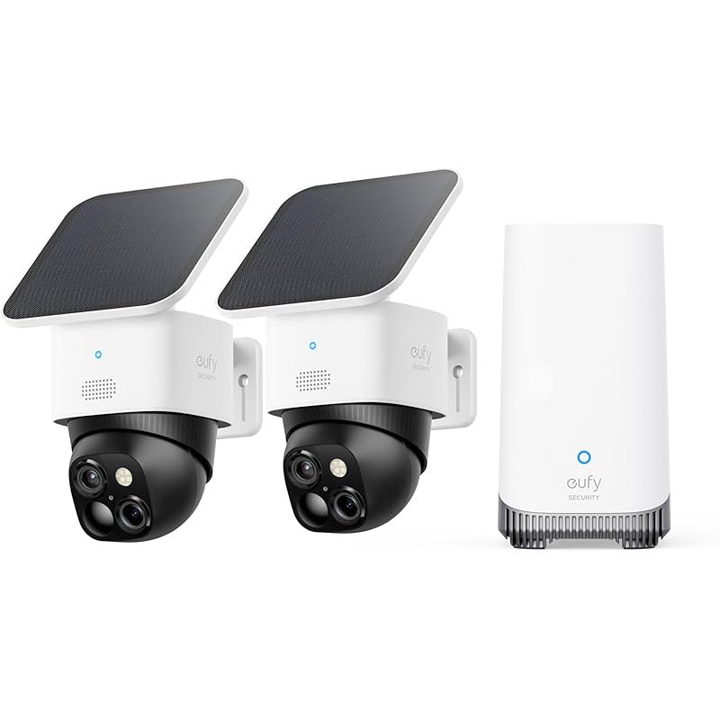 eufy Security 6/4/2/1 Pack SoloCam S340 with HomeBase S380, Solar Security Camera 4-Cam Kit, Wireless Outdoor Camera, 360° Pan and Tilt Surveillance, No Blind Spots, 2.4 GHz Wi-Fi, No Monthly Fee