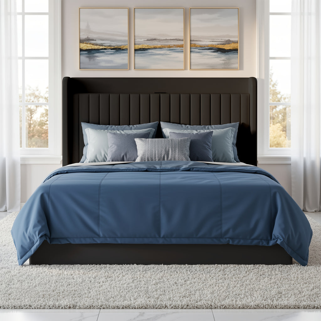 WEEWAY Lift Up Storage Bed Frame, Velvet Vertical Channel Headboard, Charging Station, Hydraulic Support, Noise-Free Wooden Slats, No Box Spring Needed, Bedroom Furniture, Masterroom, Guestroom, White, Black, Cream, Grey, Free Shipping