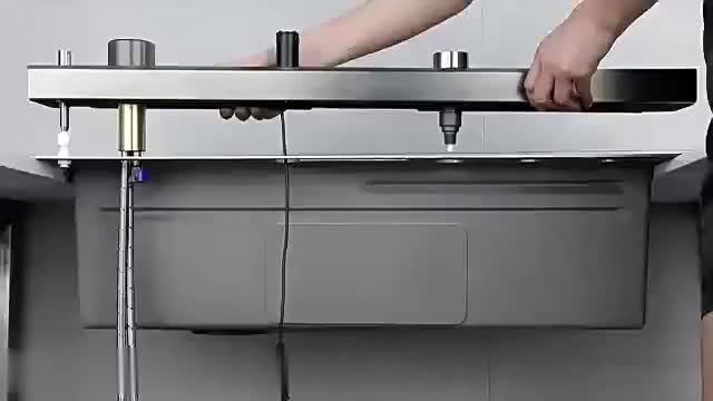 Kitchen Sink Double Waterfall Sink with LED Display with Cup Washer, Soap Dispenser, Waterfall Mixer, Worktop Controller, Etc. Workstation Kitchen Sink