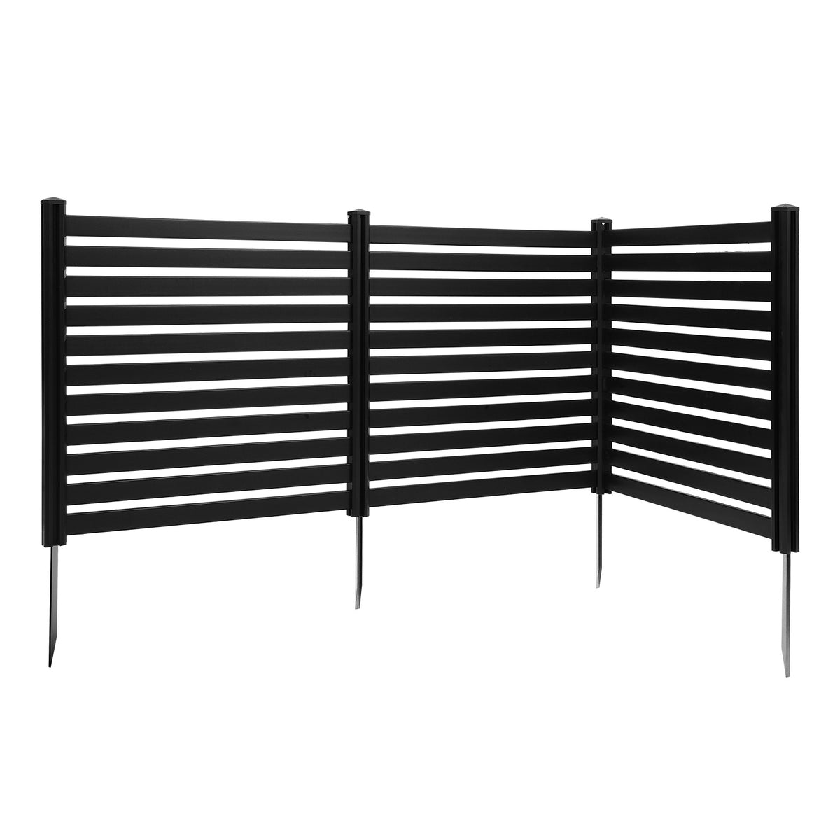 VEVOR 3 Panels Outdoor Privacy Screen, 50 x 48 in Air Conditioner Fence with 27.6 in Ground Stakes, Pool Equipment Enclosure, Vinyl Privacy Fence, Ideal for Trash Can and A/C Units, Black