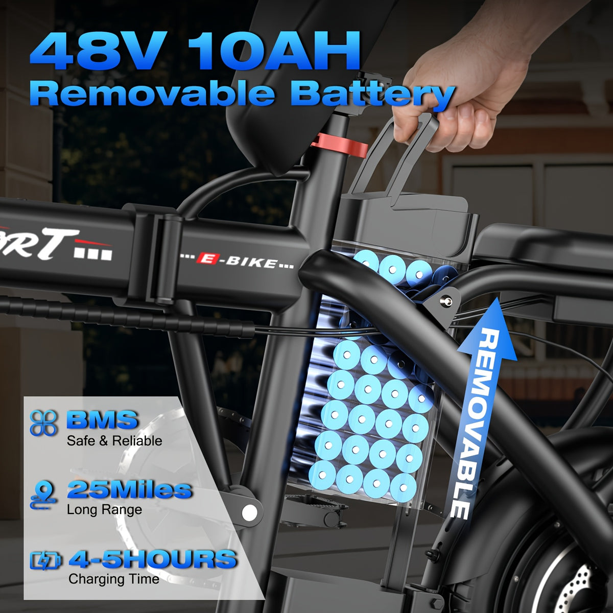 Folding Electric Bicycle, Peak Power 500 Watts, 20 Miles/Hour Brushless Motor, 14-Inch Tires, 48-Volt 10 Ampere-Hour Detachable Battery, Adult Electric Bicycle, Electric Bicycle, Suitable for Urban Commuting, Is The Best Choice for a Gift