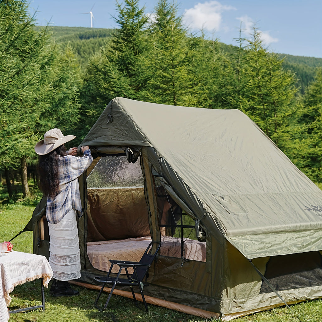 Pakicetus 2-4-6-8 Person Summer Camping Inflatable Tent, Quick Air Circulation with Breathable Mesh Design, Weather-Resistant Oxford Cloth Material Four-Season Camping Cabin, Spacious Full Mesh Windows and Door, Easy Setup with Manual Pump