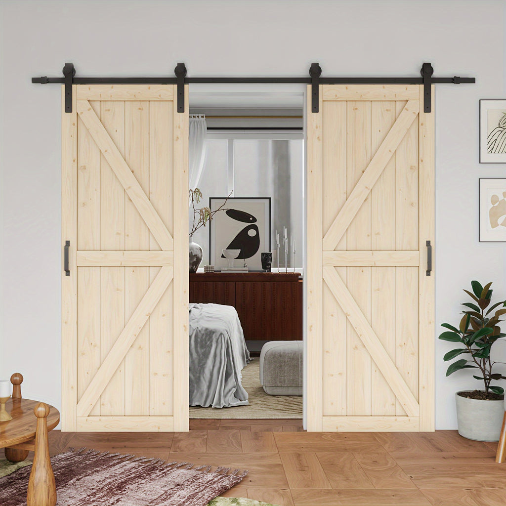 Pine Barn Door, Sliding Door for Living Room, Bedroom, Kitchen - Includes All Hardware Kit, Easy Assembly with Pre-Drilled Holes, DIY Paintable