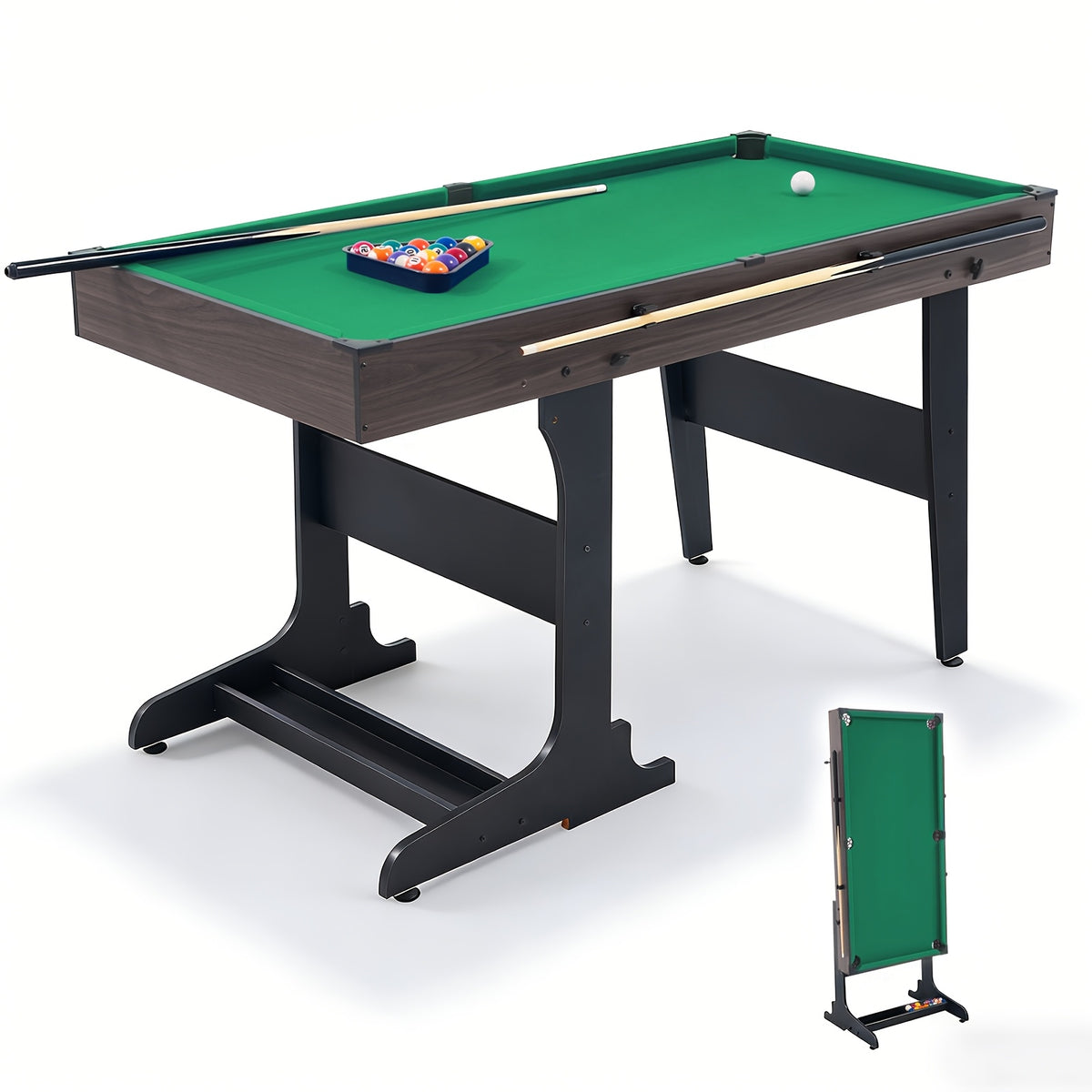 Standing Billiard Table, Foldable Pool Table, with Integrated Ball Box, Side Buckle for Cue Rack, Perfect for Gatherings, Parties, Game Rooms, Clubs And Offices
