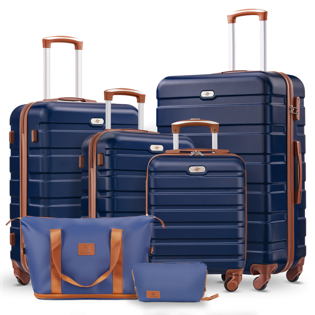 Travel Suitcase Set, Consisting Of 16+20+24+28 Inch Suitcases + Bag Set. Rose Red Suitcase Set. Made Of ABS Material. with Three-section Adjustable Handle And 360° Swivel Wheels
