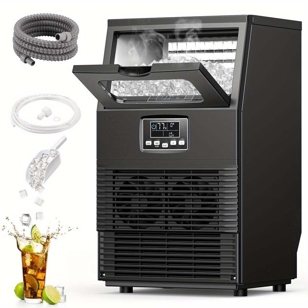 Large Ice Maker, 66Lbs/ 80Lbs/ 100Lbs Commercial Ice Maker, 24 Hour Timer, Self Cleaning Under Ice Machine, Automatic Full Ice Stop, Adjustable Ice Thickness And Ice Making Time, Suitable for Restaurants, Hospitals, Bars, Cafes, Laboratories