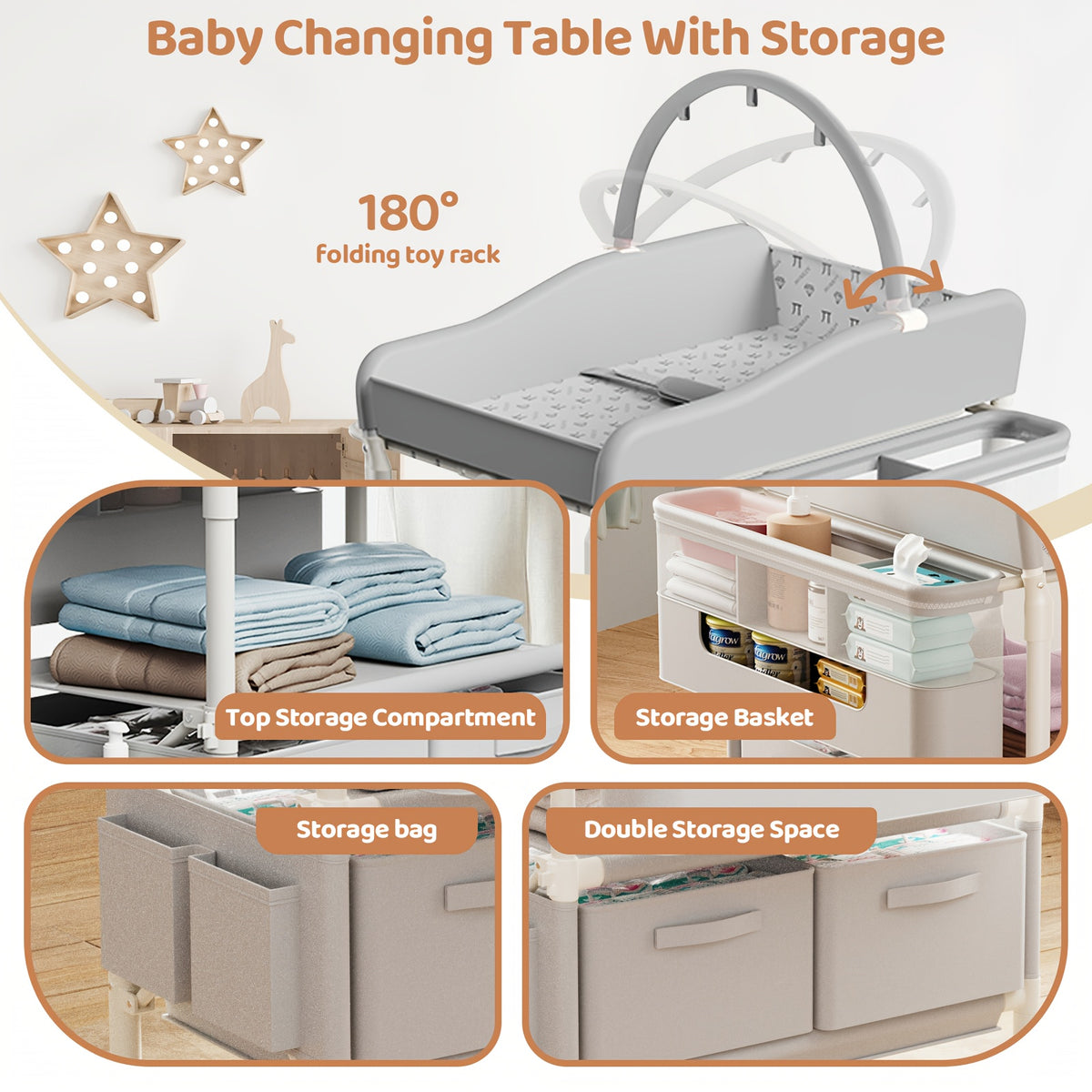 Portable Foldable Baby Changing Table with Wheels, Adjustable Height & Storage - Mobile Diaper Station for Nursery And Travel, Parenting Musthave, Compact Organizer, Spacesaving Design, Durable Plastic, Lightweight Construction, Wheeled Changing Pad, Trav