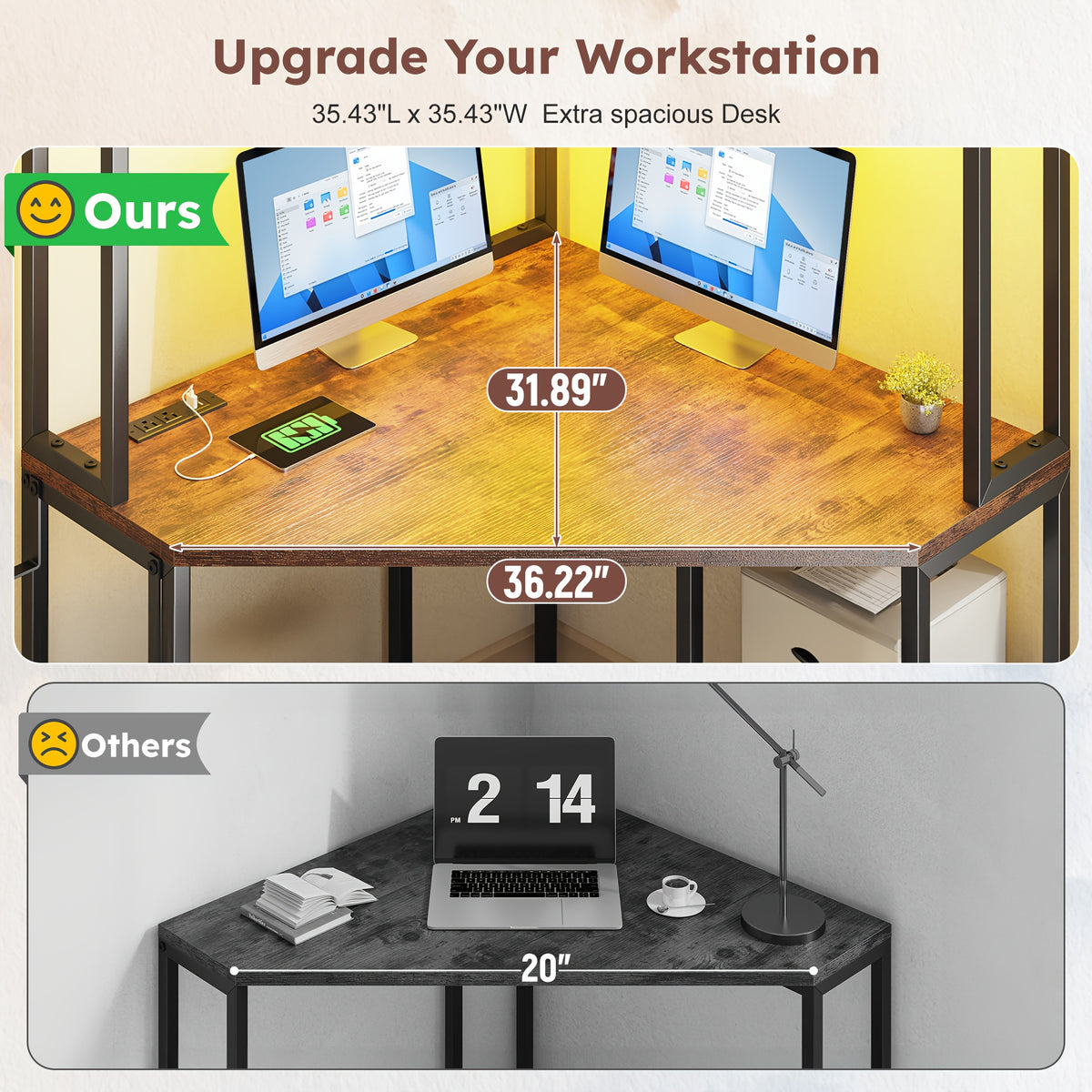 Computer Desk with Hooks And Storage, Ample Storage Space, Suitable for Various Space Uses