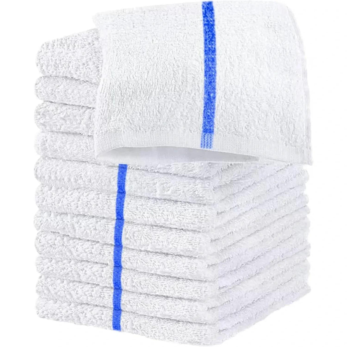 Bar Mop Kitchen Towels, 16 x 19 Inches, Blue Stripe Cotton Terry Bar Towels for Bartenders – Reusable Bar Rags for Cleaning Restaurants & Kitchen Housekeeping