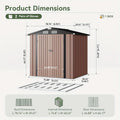 6' X 4' Brown Metal Outdoor Storage Shed with Base Frame, Weather-Resistant Steel Tool Shed with Lockable Doors for Garden, Patio, Backyard, And Lawn